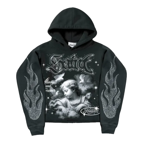PAPERCUT COLLECTION SAINT RHINESTONE CROPPED HOODIE