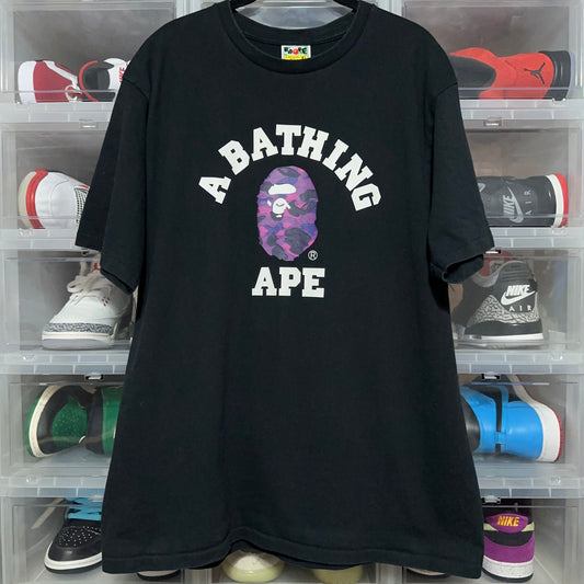 BAPE A Bathing Ape Logo College Camo T-Shirt XL