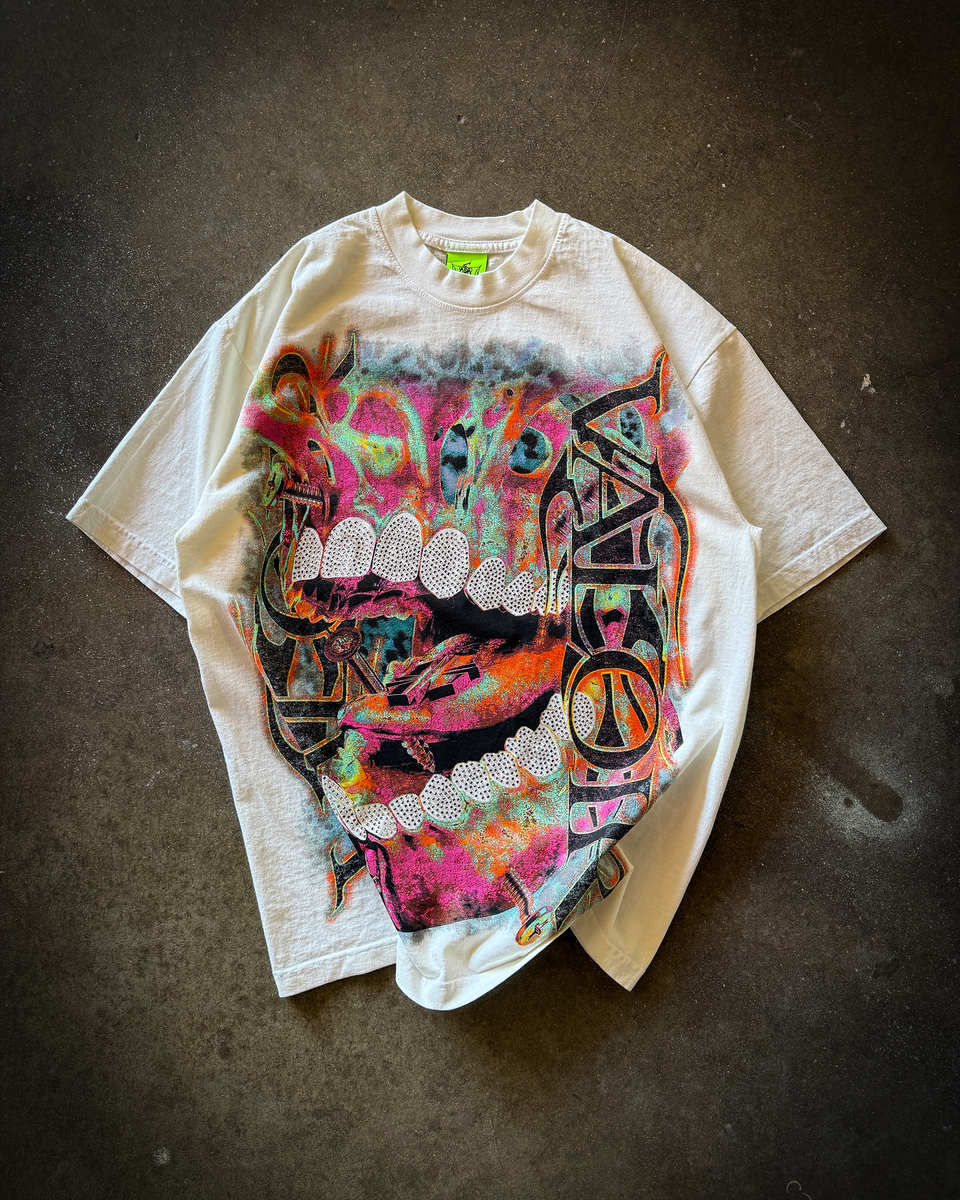 VALOIR MADE SCREW MOUTH RHINESTONE TEE SNOW