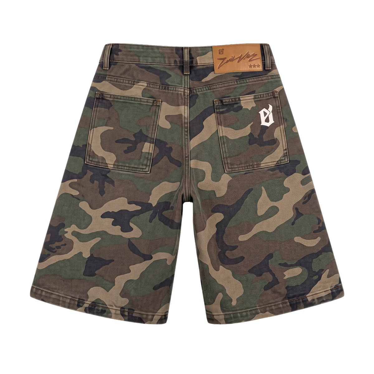 EVIL VICE MONOGRAM DENIM SHORTS CAMO