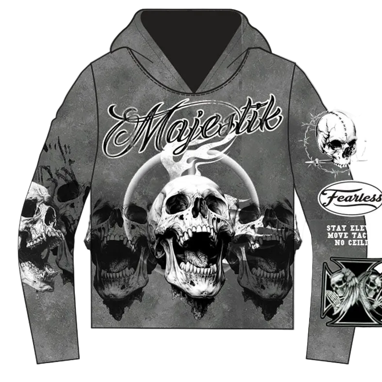 MAJESTIK SHADOW SKULLS TAPESTRY HOODIE