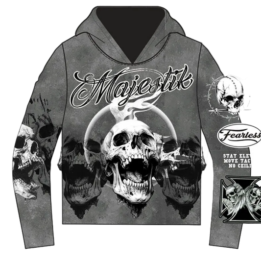 MAJESTIK SHADOW SKULLS TAPESTRY HOODIE