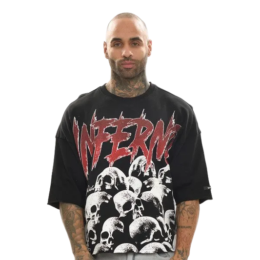 INFERNO RAW EDGE CROPPED GRAPHIC TEE