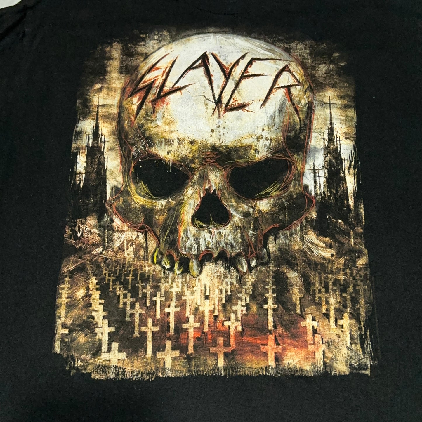 Slayer Final Campaign Tour Skull Cemetery Graphic Tee XL Black Heavy Metal Band Shirt