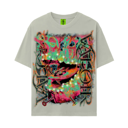 VALOIR MADE SCREW MOUTH RHINESTONE TEE SNOW