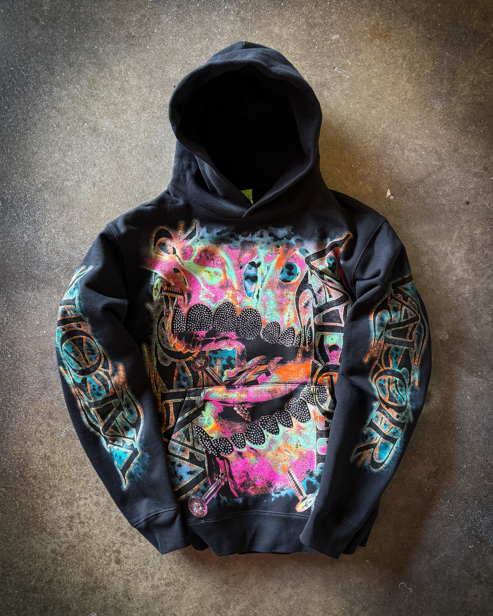 VALOIR MADE SCREW MOUTH RHINESTONE HOODIE