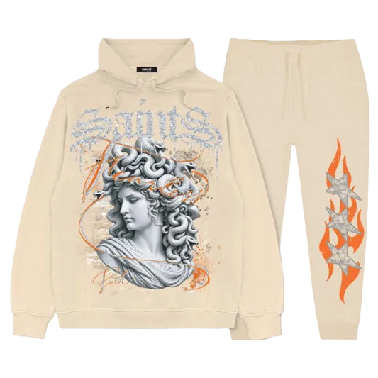 SAINTS HOODIE AND JOGGER SET NATURAL