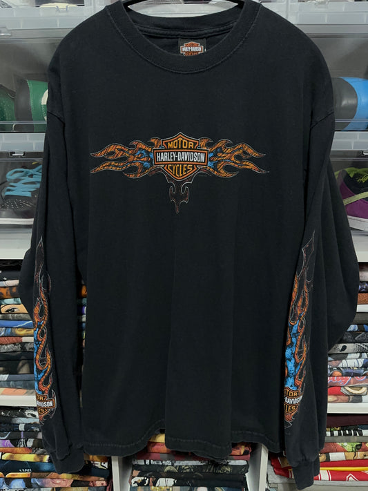 Harley Davidson Texas Flames Eagle Long Sleeve Tee Large