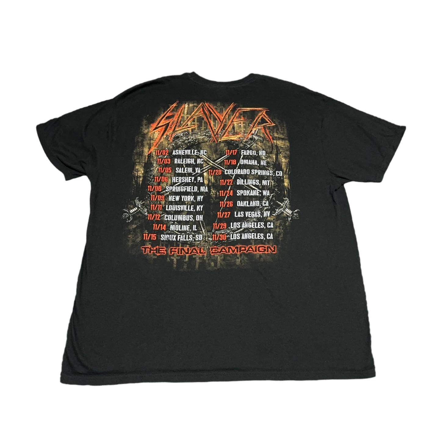 Slayer Final Campaign Tour Skull Cemetery Graphic Tee XL Black Heavy Metal Band Shirt