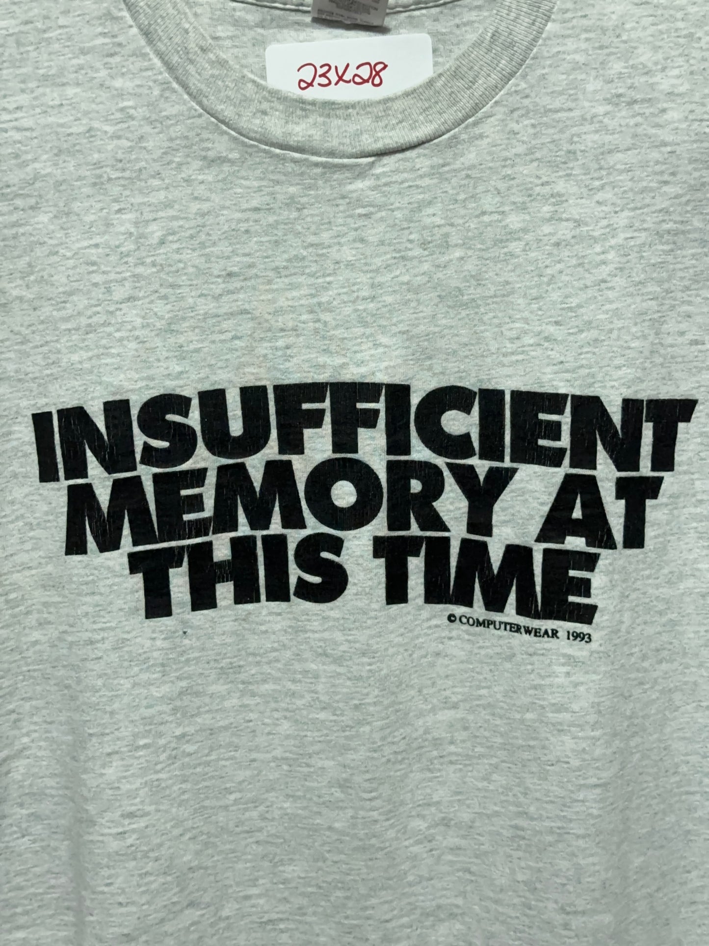 Vintage 90s Insufficient Memory Computer Tech Humor Tee XL