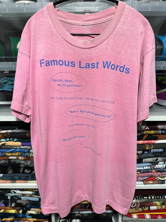 Vintage 80s Famous Last Words Humor Tee Large