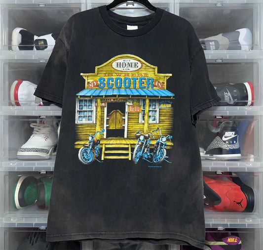 Vintage Motorcycle Home Is Where My Scooter Is Biker Tee Large