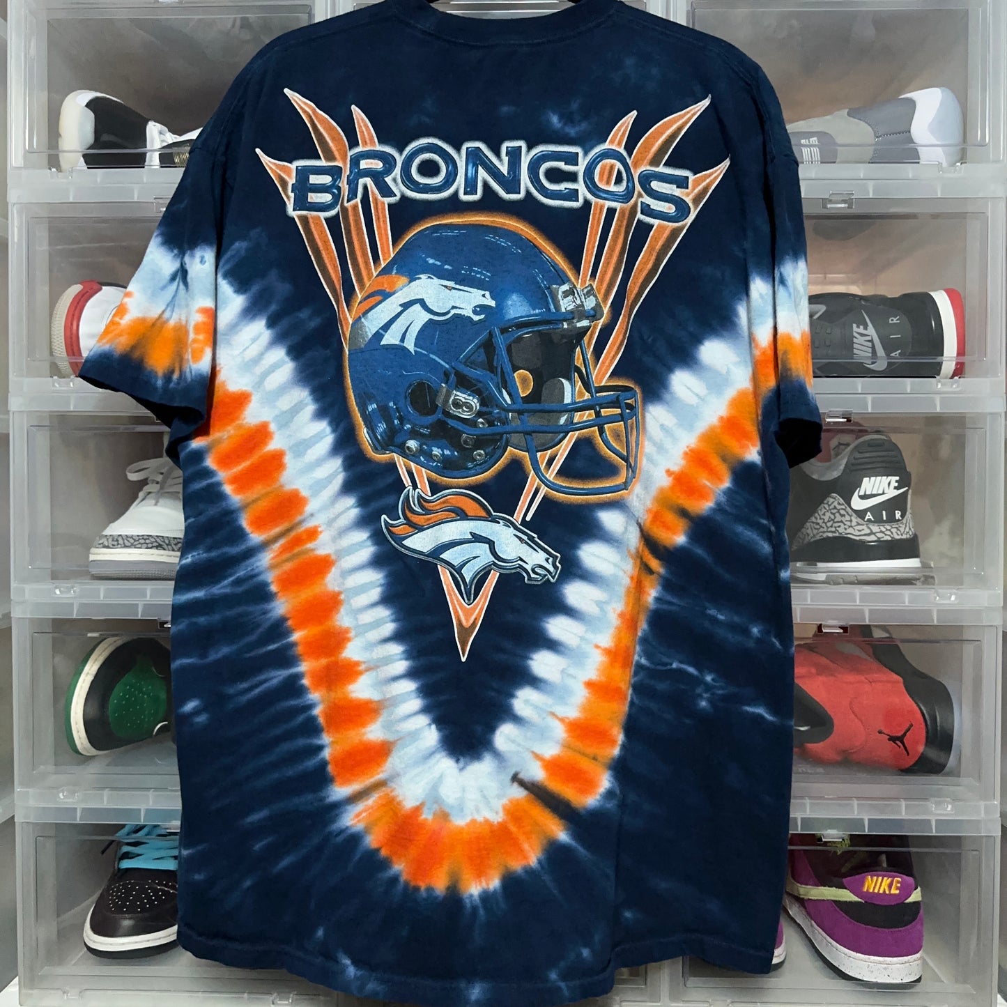 2000s Denver Broncos Liquid Blue All Over Print Tee XXL