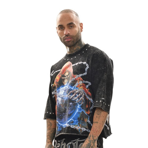 BEHOLD THE FATE WASHED CROPPED GRAPHIC TEE