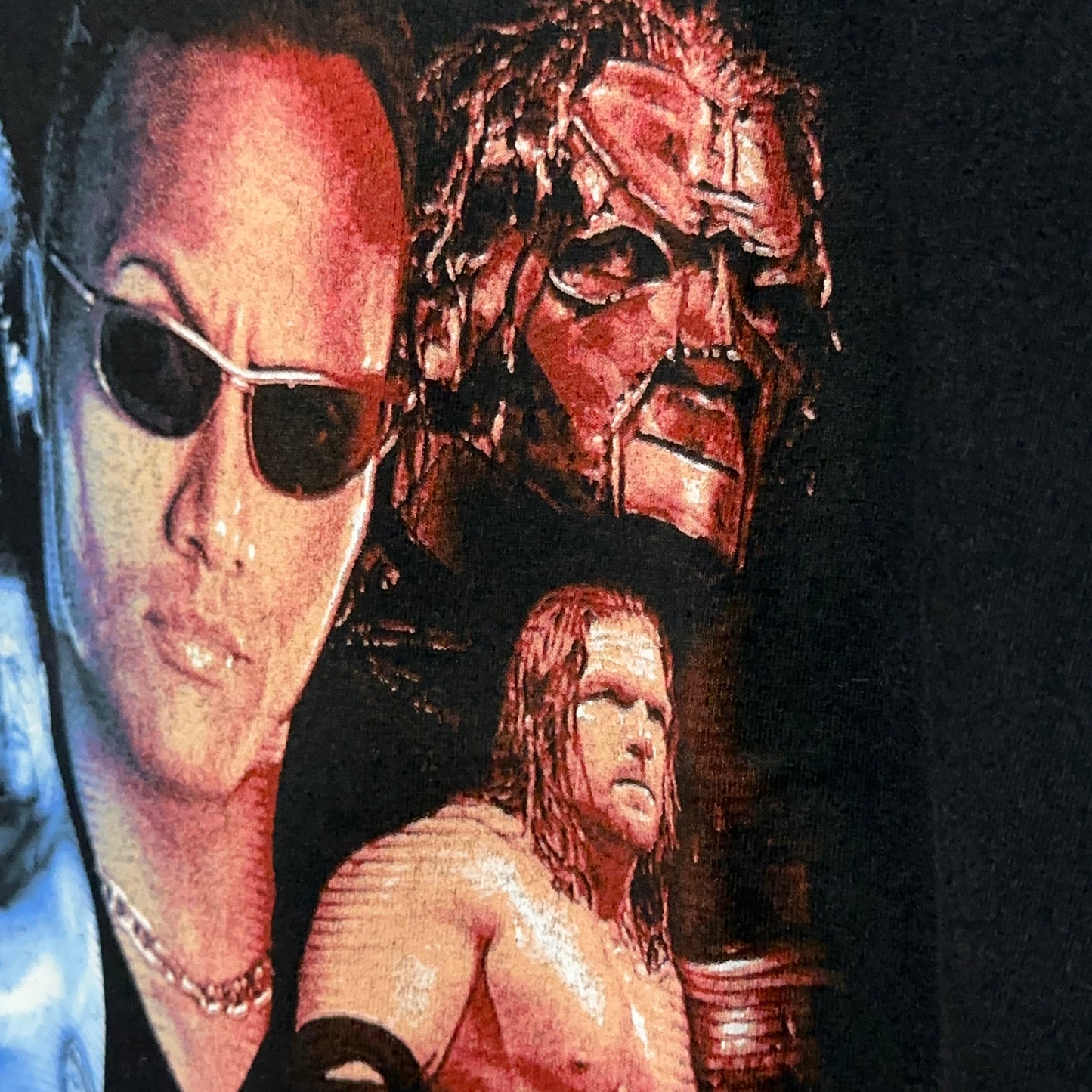 Vintage WWF The Men Of WWF Wrestling Tee XL The Rock Undertaker Kane