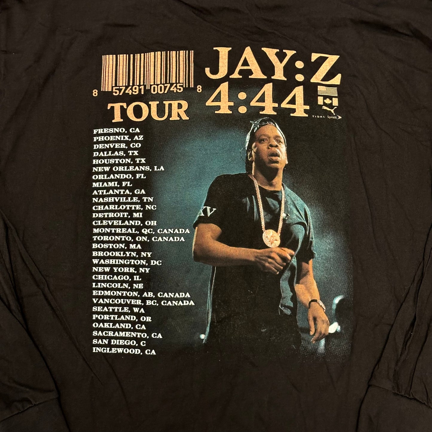 Jay Z 4:44 Tour Long Sleeve Rap Tee XL