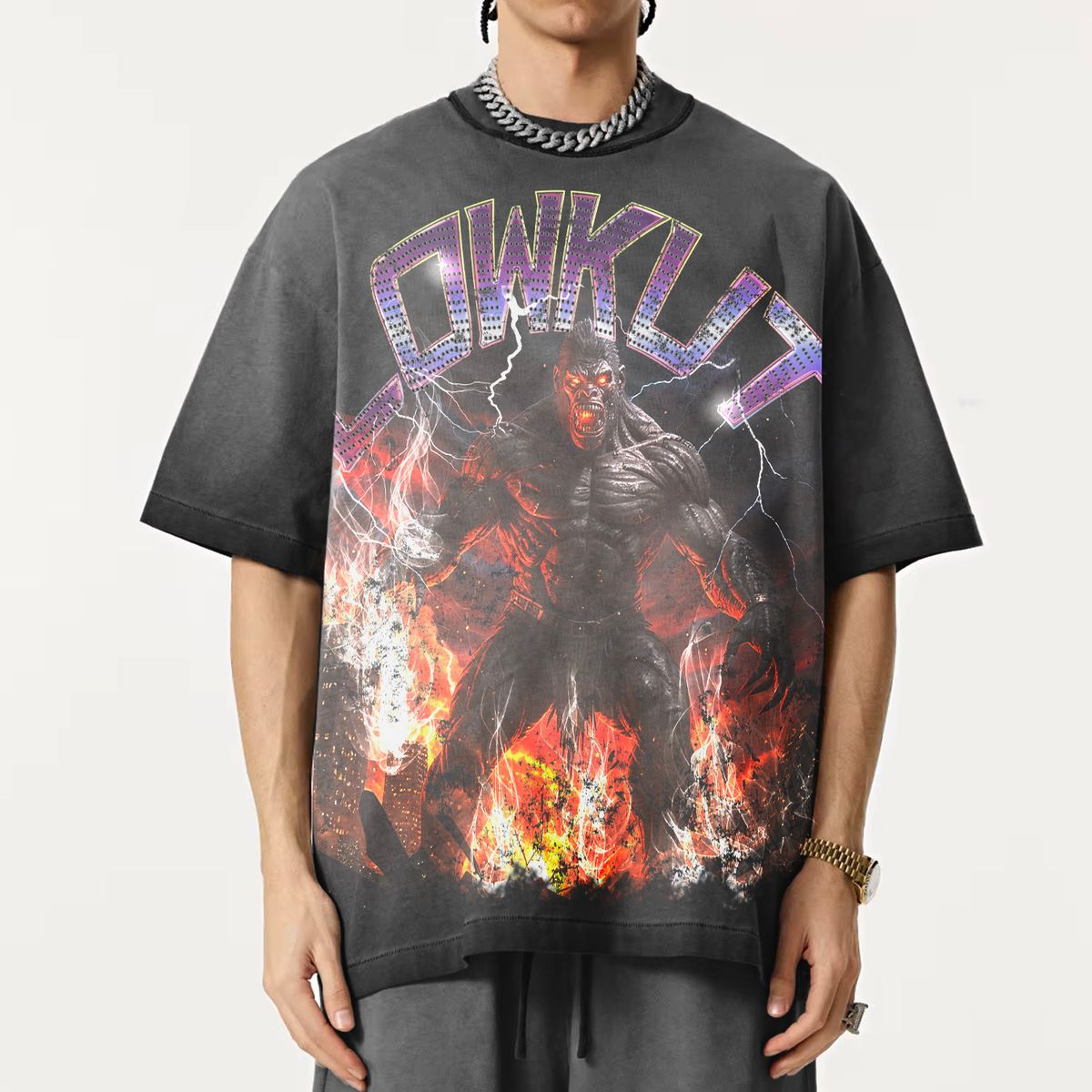 LOWKUT DESTROYER CRYSTAL RHINESTONE TEE