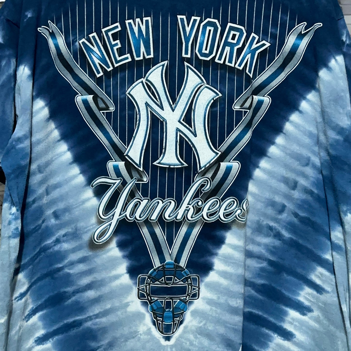 2000s New York Yankees Liquid Blue All Over Print Sports Tee XXL