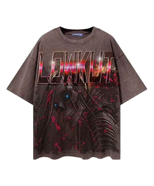 LOWKUT MADE IN HELL CRYSTAL RHINESTONE TEE