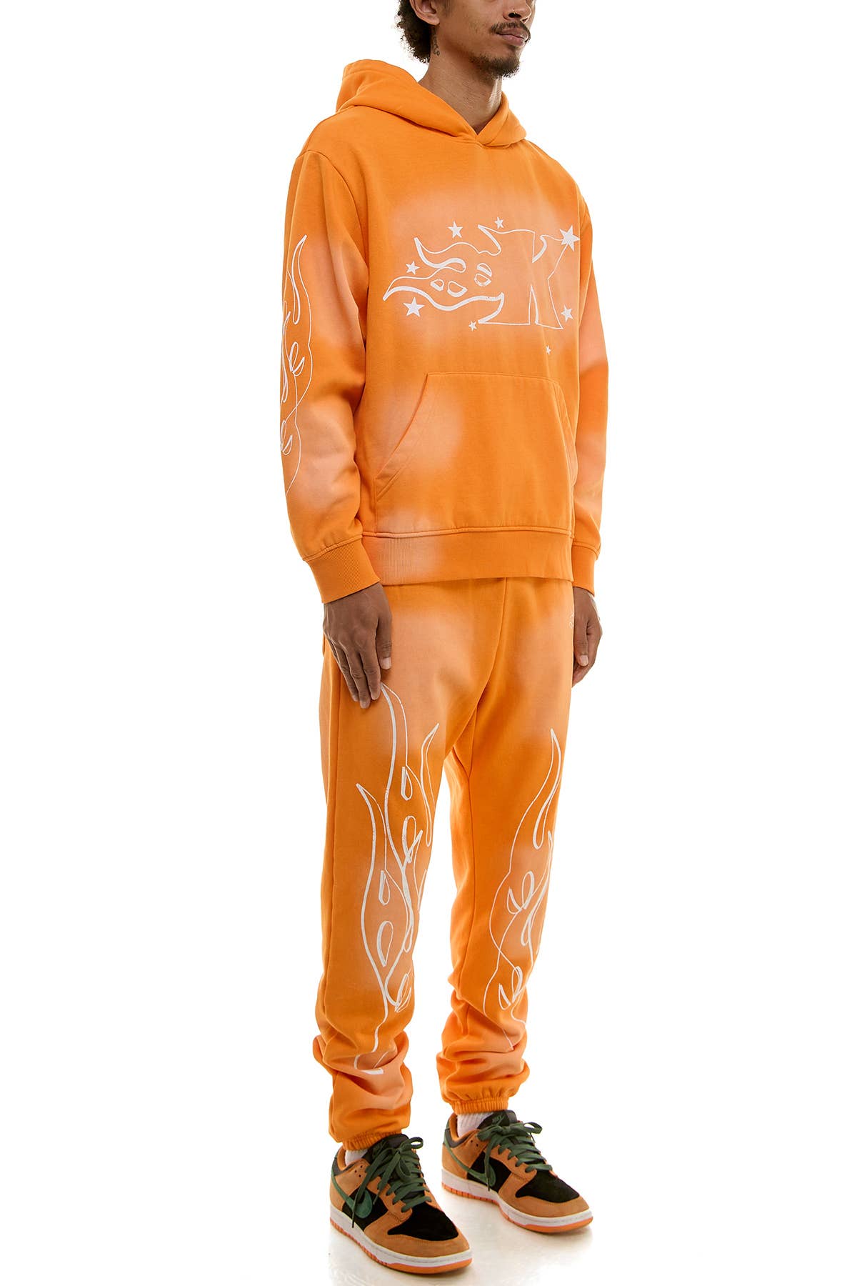 KDNK FLAME LOGO HOODIE AND JOGGER SWEATPANTS SET