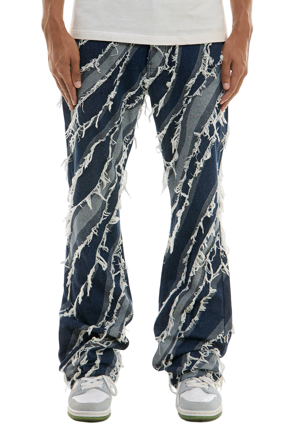 KDNK DIAGONAL RAW EDGE JEANS