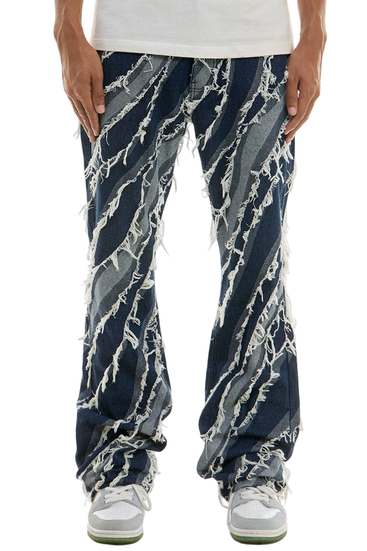 KDNK DIAGONAL RAW EDGE JEANS