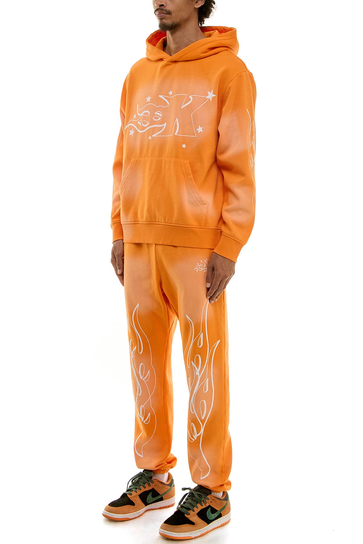 KDNK FLAME LOGO HOODIE AND JOGGER SWEATPANTS SET