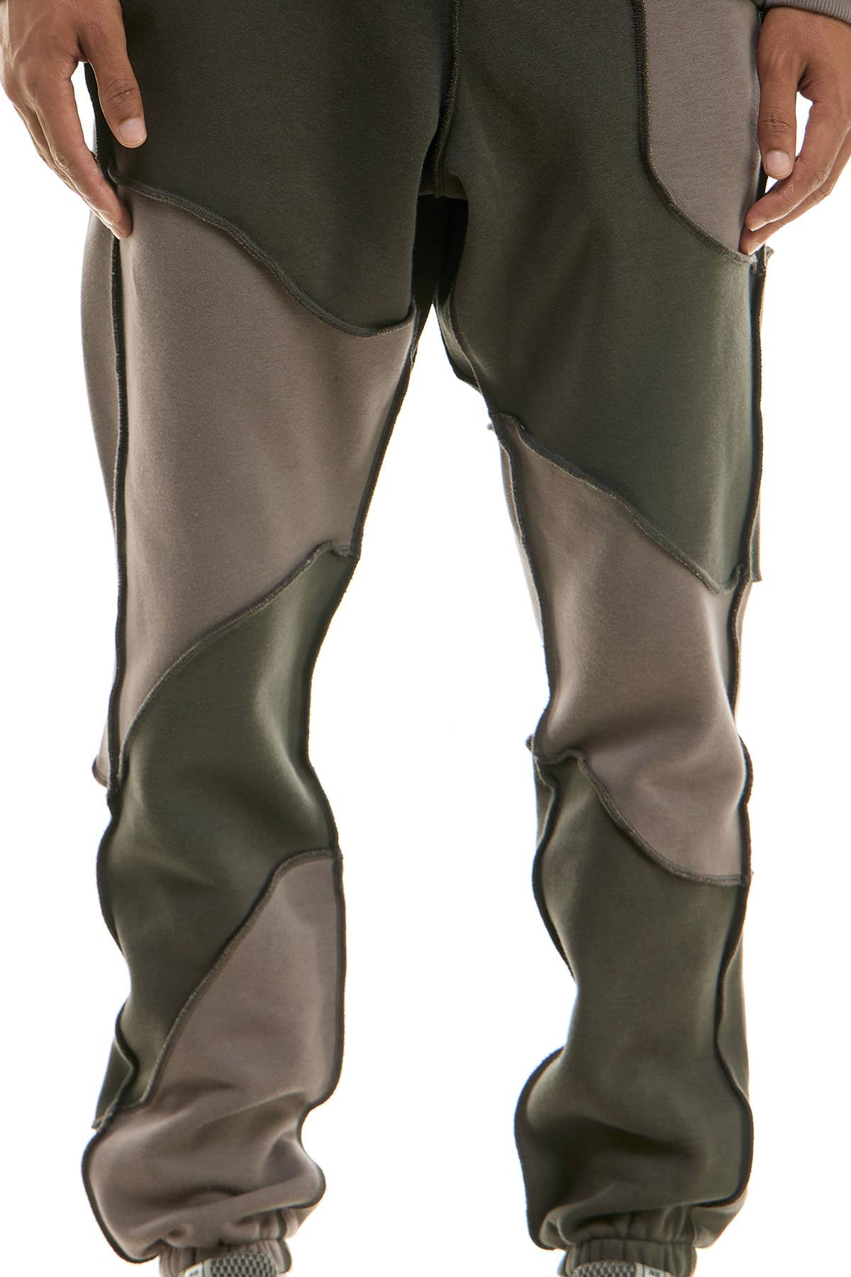 KDNK COLOR BLOCKED CUT AND SEW HOODIE AND SWEATPANTS SET