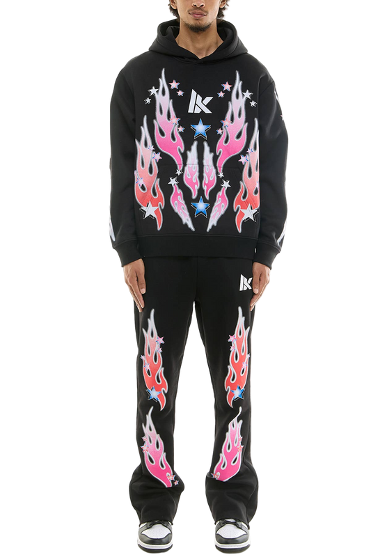 KDNK FLAME STAR HOODIE AND SWEATPANTS SET
