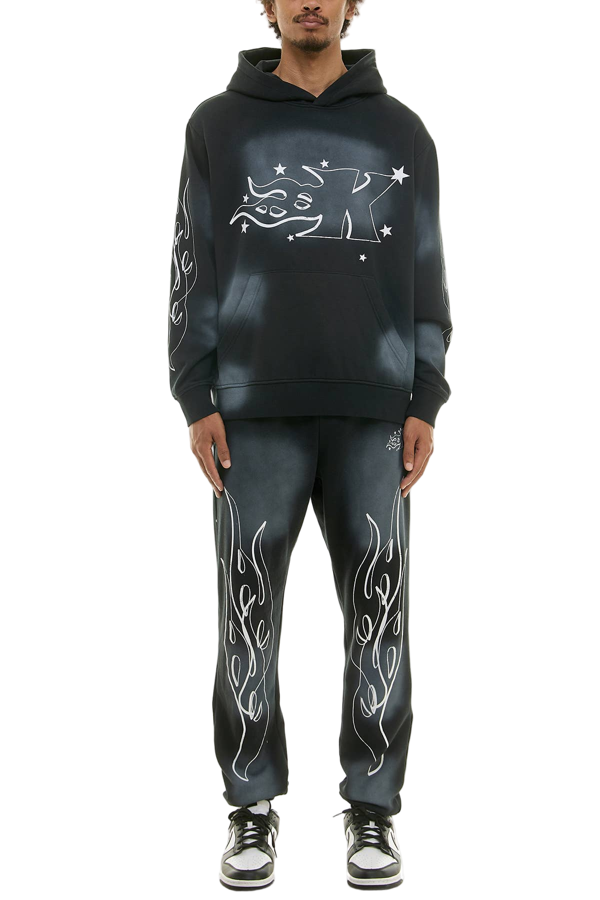 KDNK FLAME LOGO HOODIE AND JOGGER SWEATPANTS SET