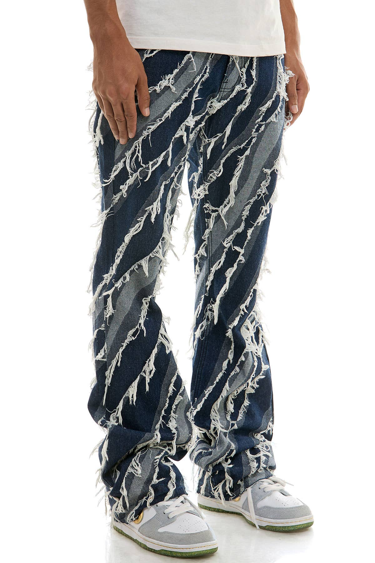 KDNK DIAGONAL RAW EDGE JEANS