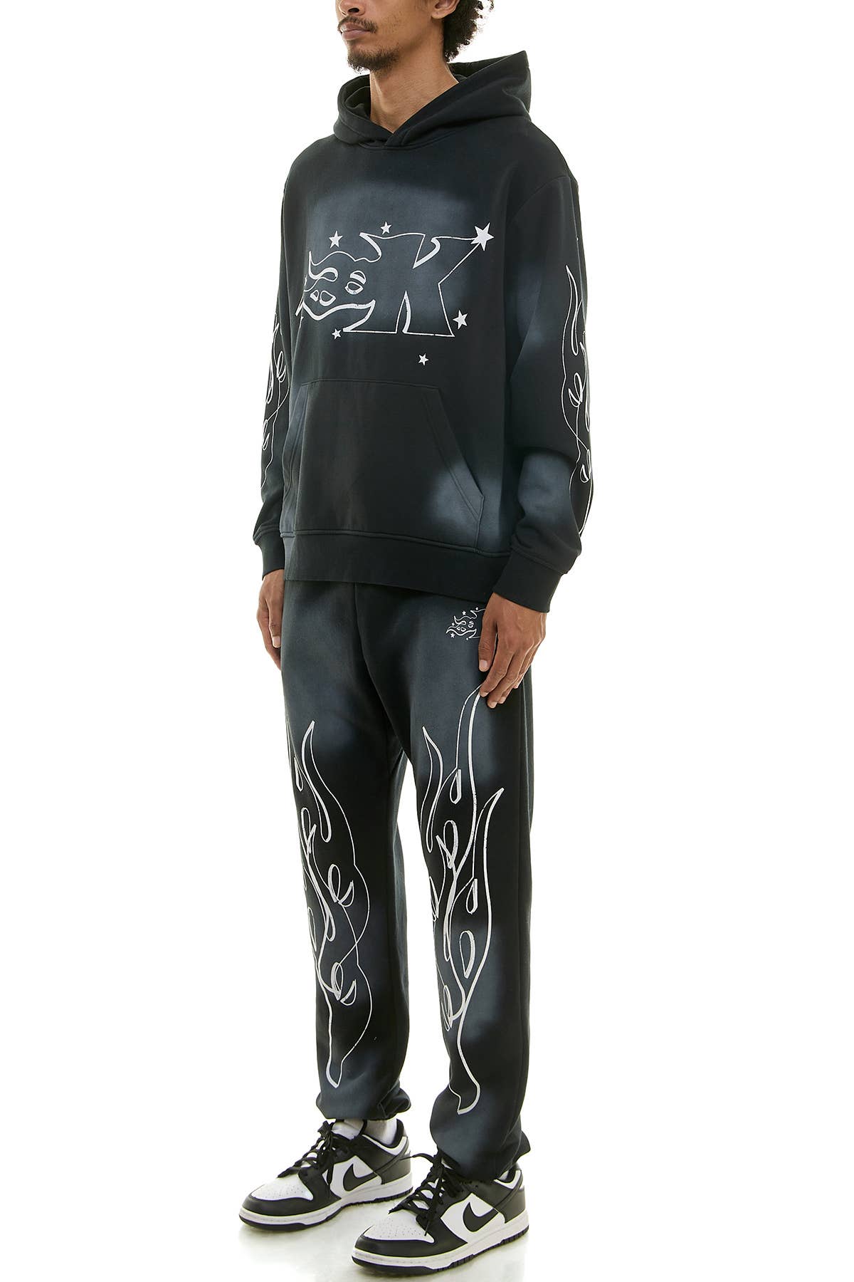 KDNK FLAME LOGO HOODIE AND JOGGER SWEATPANTS SET