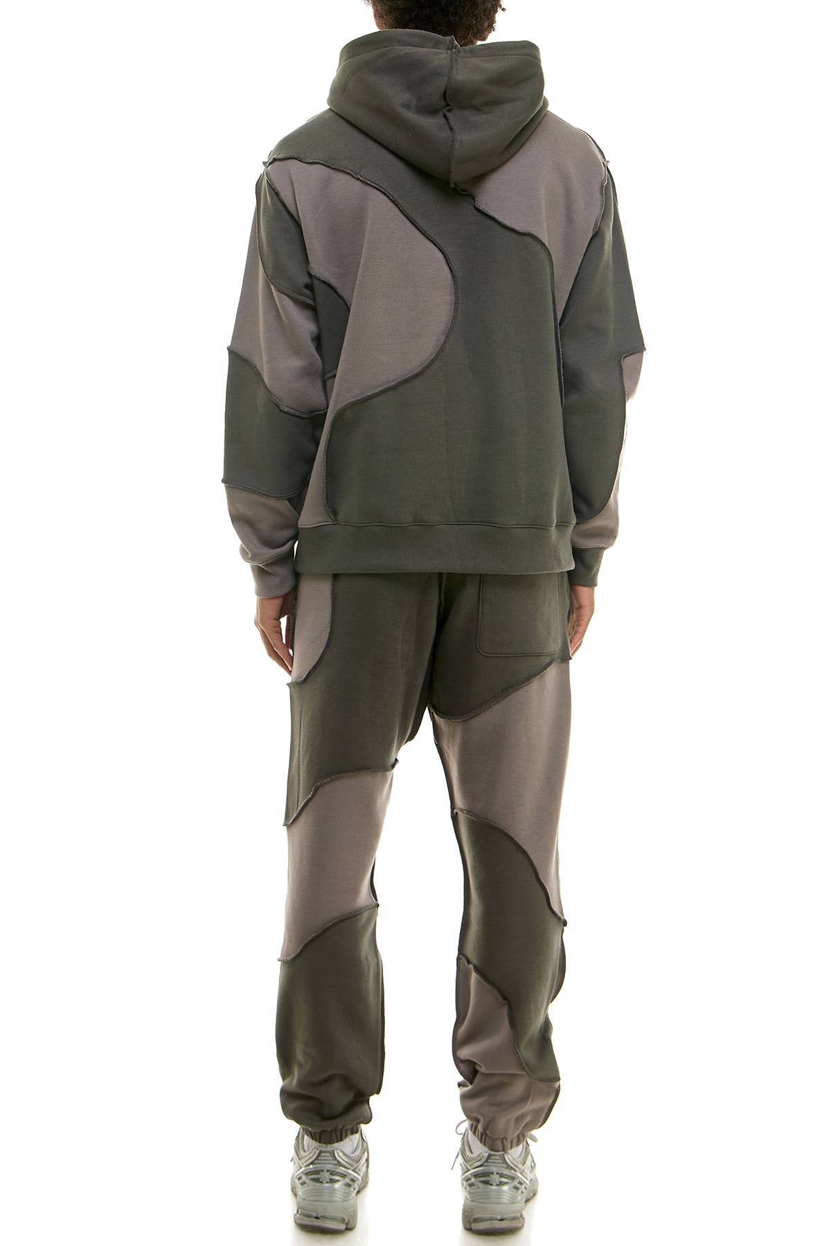 KDNK COLOR BLOCKED CUT AND SEW HOODIE AND SWEATPANTS SET