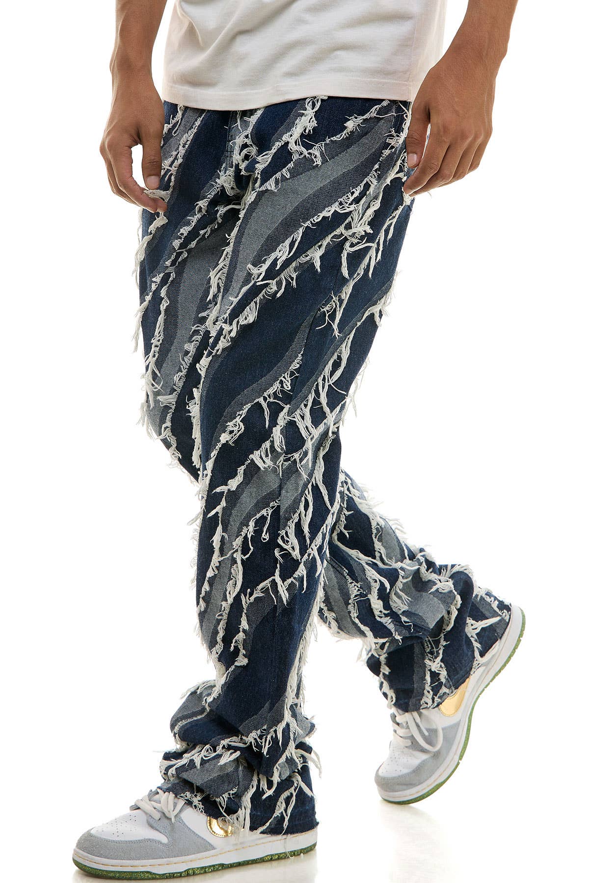 KDNK DIAGONAL RAW EDGE JEANS